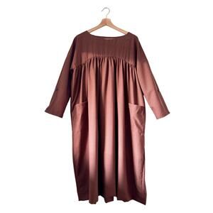 Handmade OOAK Brown Wool Gingham Dress Size Medium, Neutral, Quality